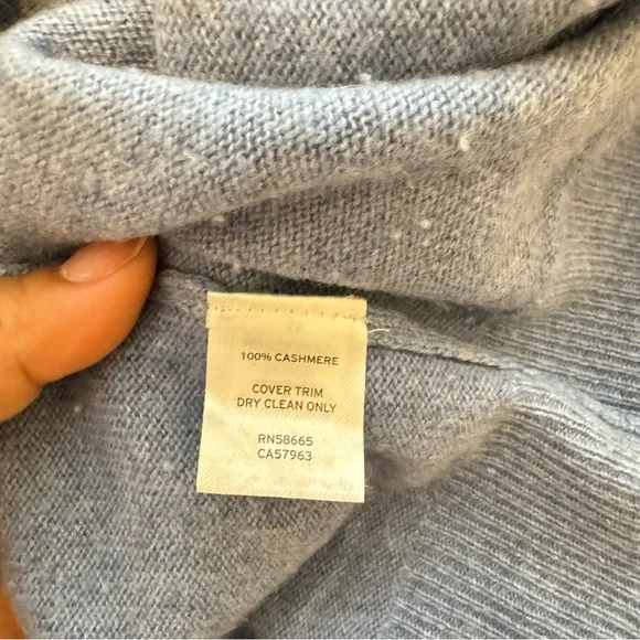 Nordstrom Mens Cashmere Blue Long Sleeve Turtleneck 1/4 Zip Sweater Size L - Picture 9 of 10